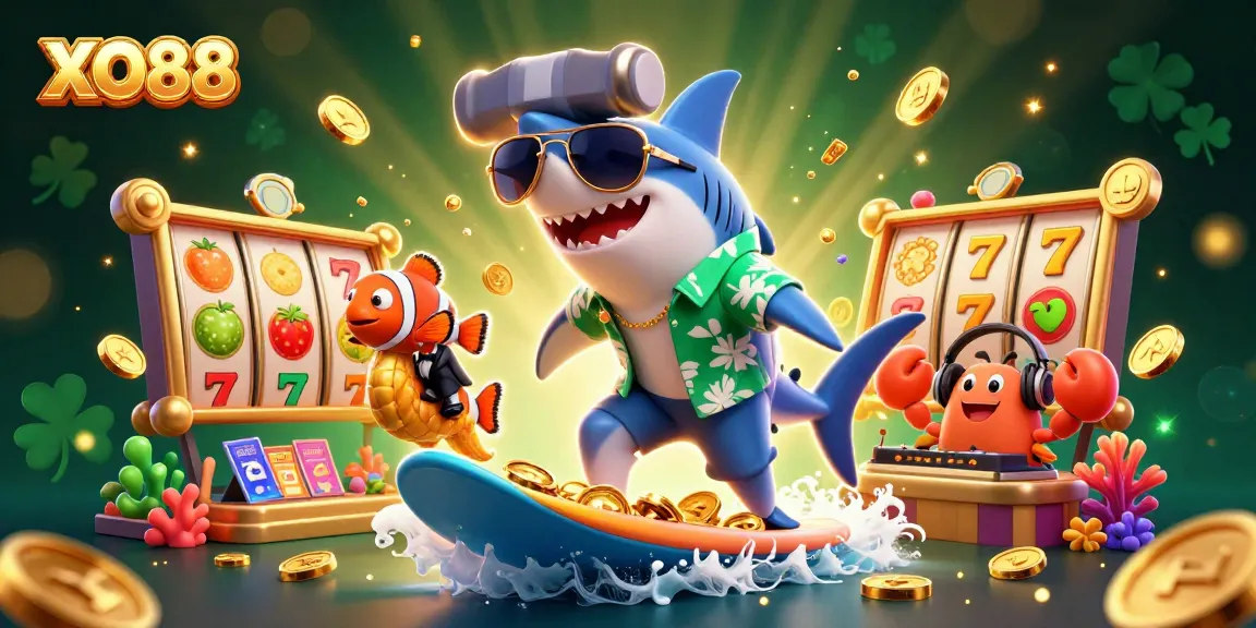 Engage with XO88 for thrilling online slot gaming, featuring vibrant characters and dynamic elements.