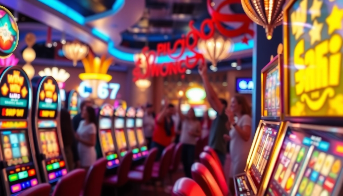 Menampilkan link rtp slot di mesin slot kasino yang penuh warna dengan suasana meriah.