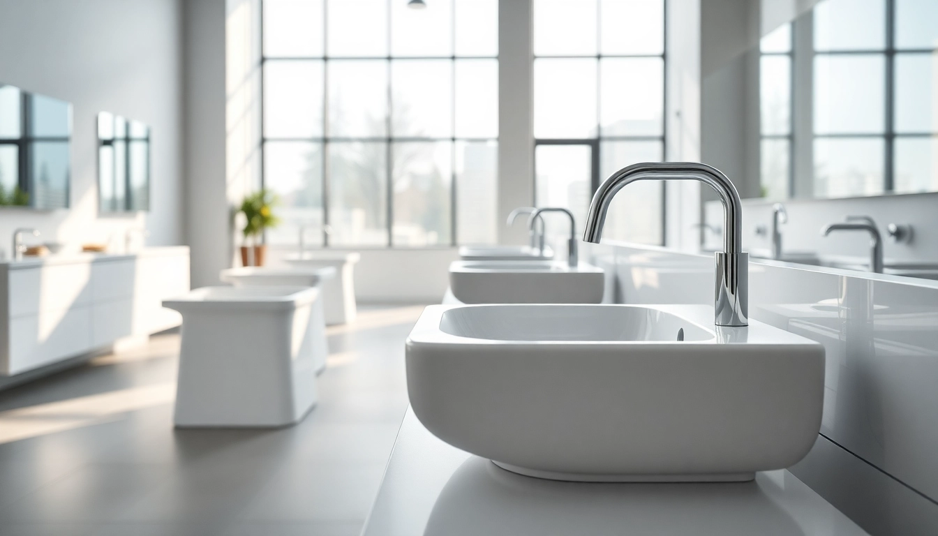 Moderne Badezimmerarmaturen von sonni sanitär GmbH in eleganter Ausstellung präsentieren hochwertige Designlösungen.