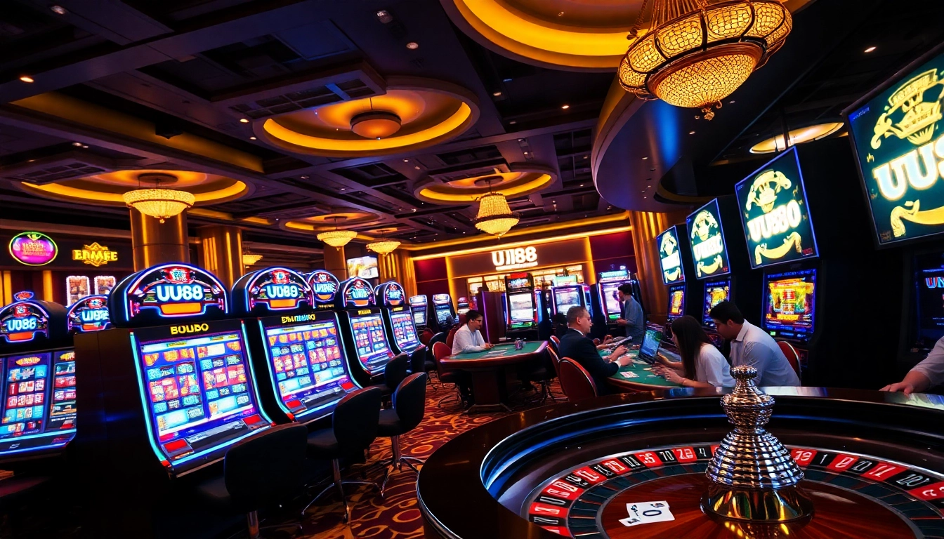 Experience the thrill of UU88 online gambling with vibrant gaming tables and exciting slot machines.