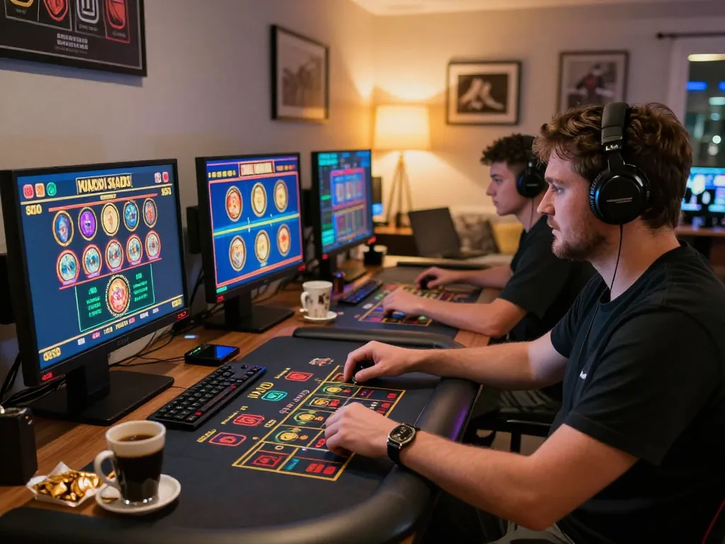 situs depo 1000 player immersed in online gaming strategy in a cozy home office setup