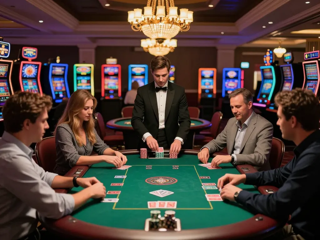N188 casino players engaged in a high-stakes poker game with immersive atmosphere.