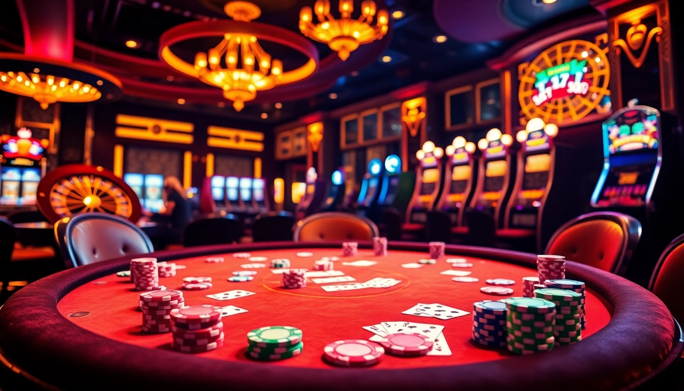 Experience 789win13 with thrilling action at a vibrant casino poker table filled with chips.