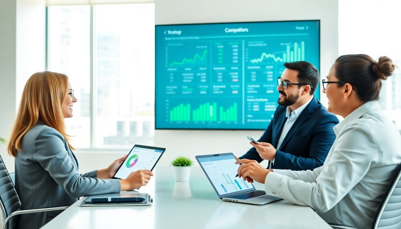 Analyze competitor pricing strategies in a professional business meeting environment.