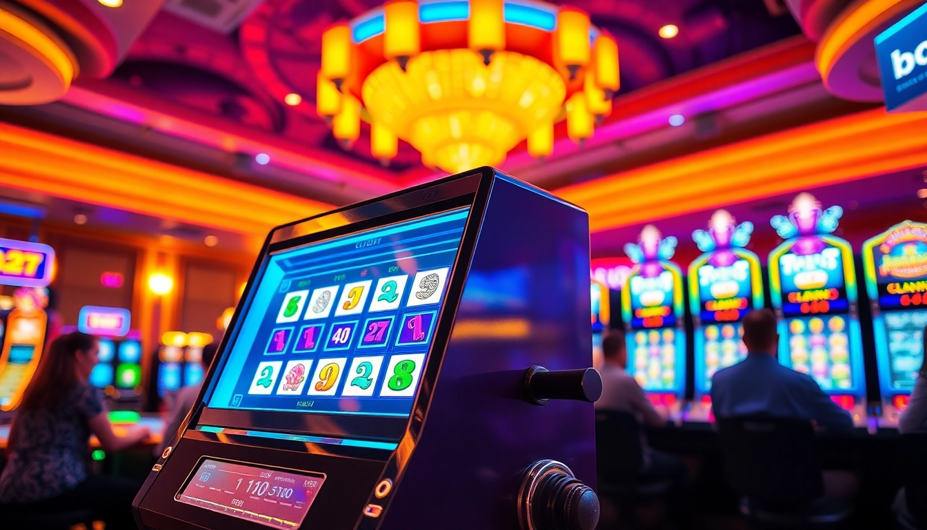Mesin slot igamble247 menarik perhatian pemain di kasino yang ramai.