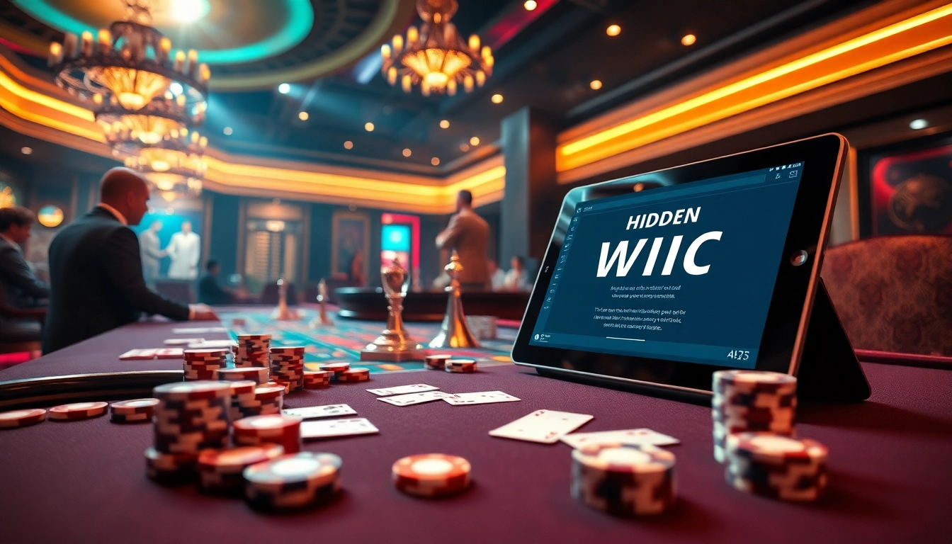 Engaging scene with casino elements highlighting hidden wiki onion links and vibrant gambling atmosphere.