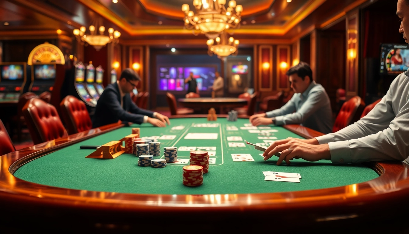 Engaging scene of players in action at an idn poker game, showcasing excitement and strategy.