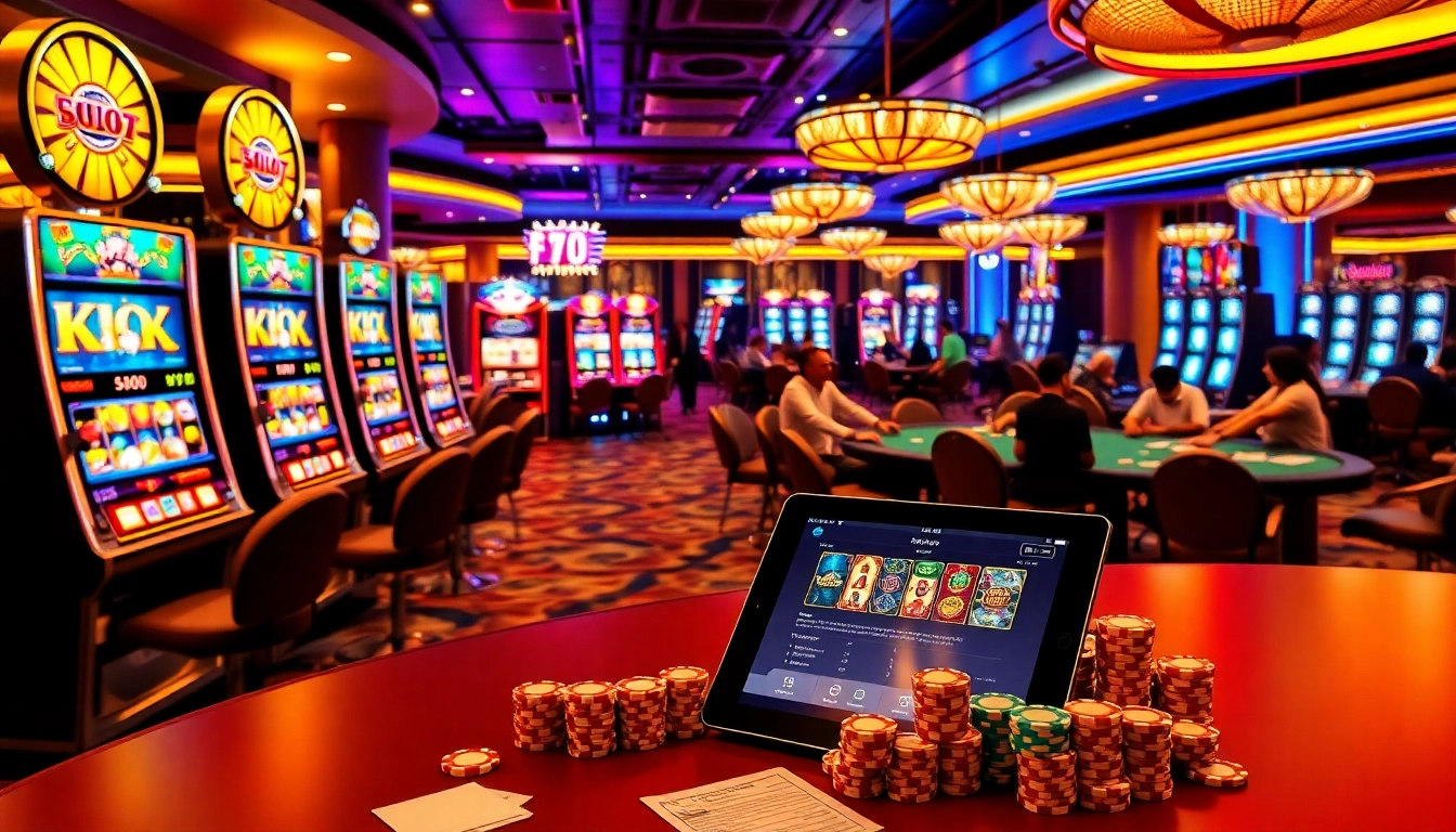 Engage with jamuslot alternatif by playing vibrant slot machines in a luxurious casino setting.
