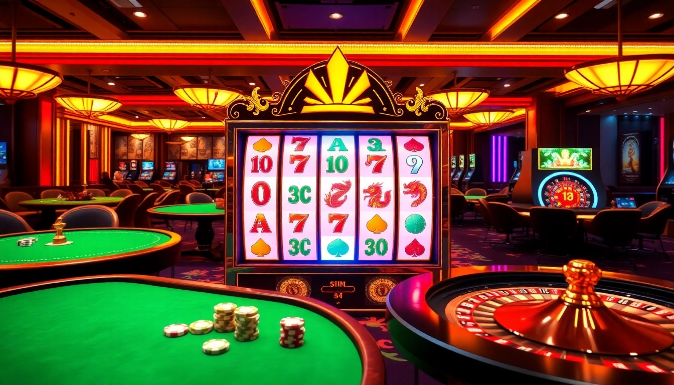 Ikuti demo slot Mahjong sambil menjelajahi elemen kasino yang hidup dan suasana mewah.