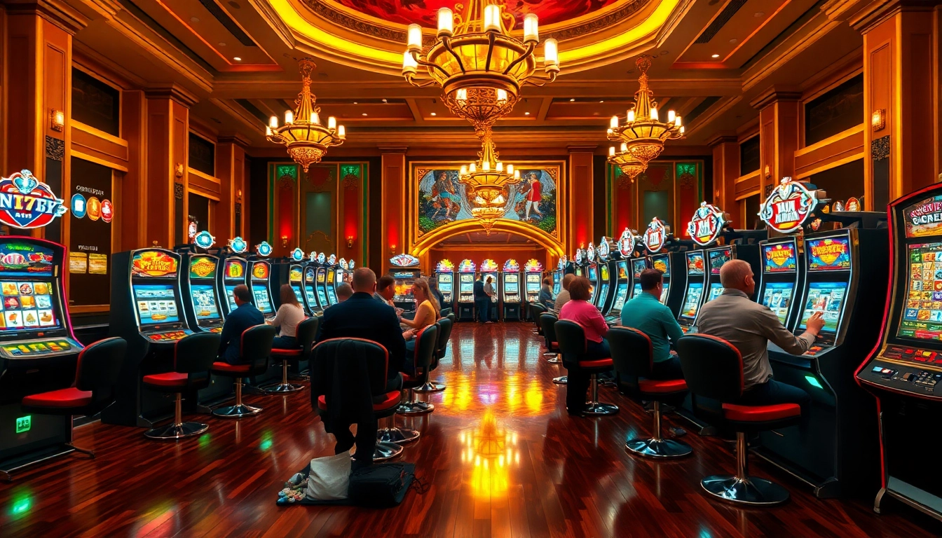 Players enjoying exciting slot games in a luxurious casino setting.