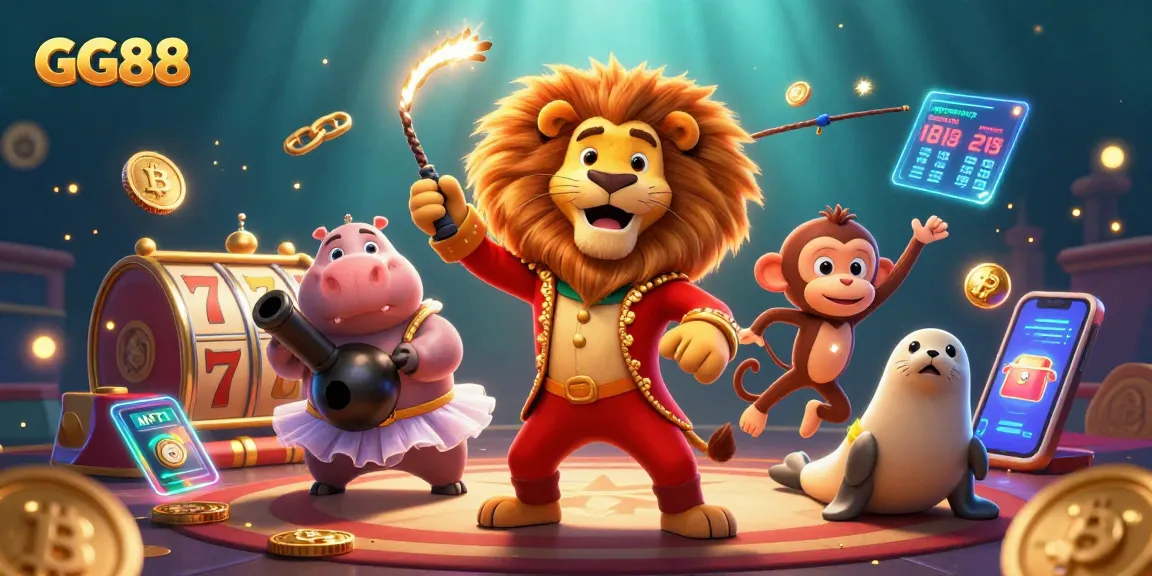 Engage in the fun at GG88's vibrant casino universe featuring animated slots and playful characters