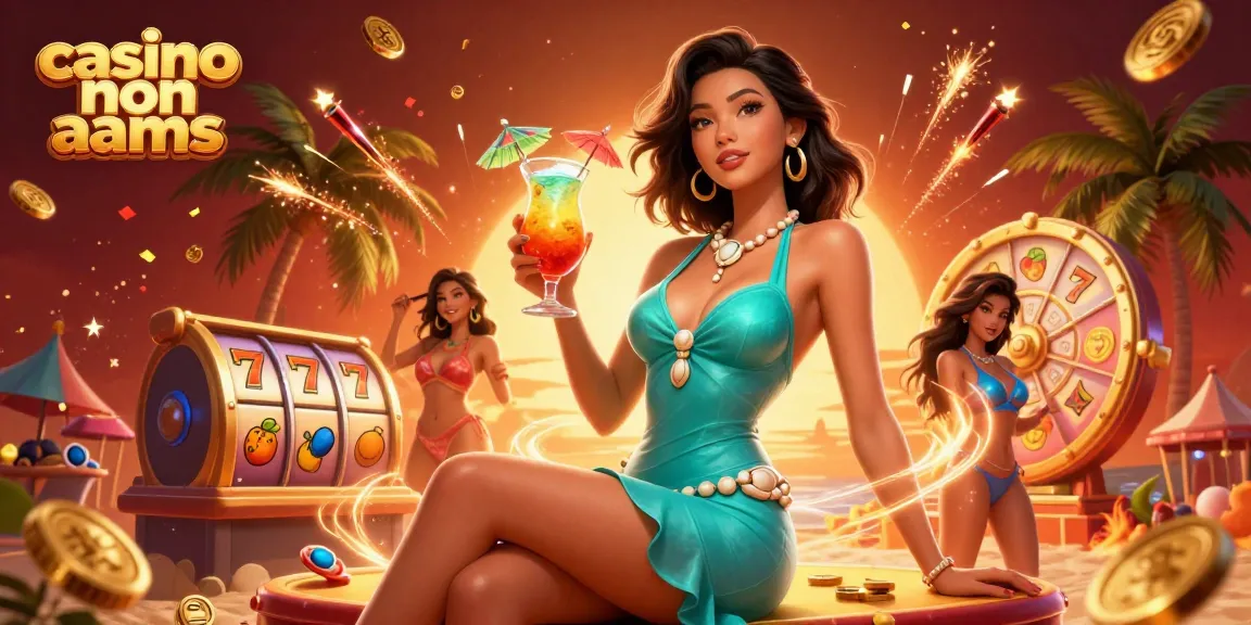 Divertiti con i casinò non AAMS tra vivaci giochi di slot e festose celebrazioni in un resort tropicale.