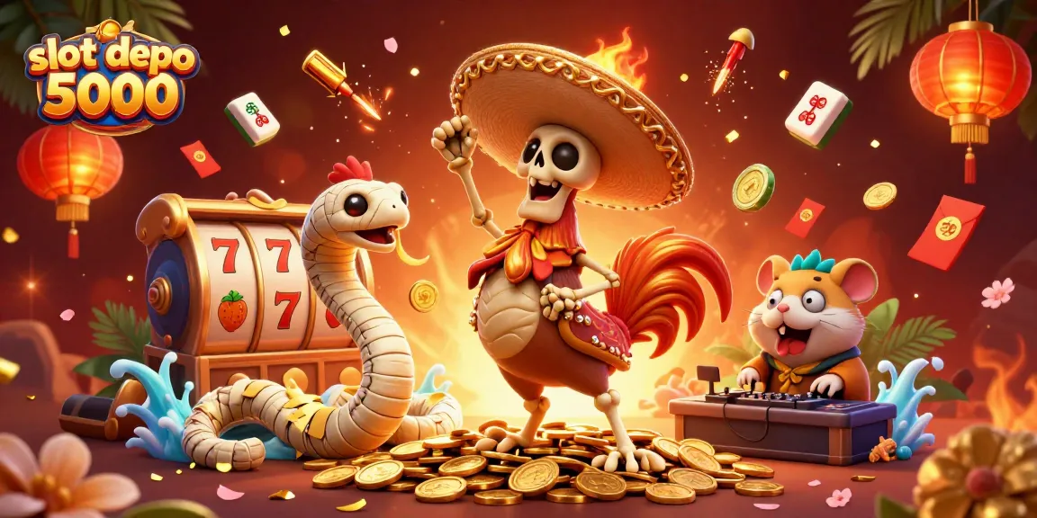 Slot depo 5000 menampilkan rasa kemenangan saat bermain judi dengan simbol slot beruntung.