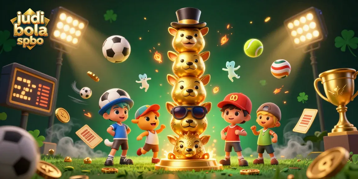 Experience judi bola spbo action with dynamic sports balls and a lively 3D totem in this vibrant casino scene.
