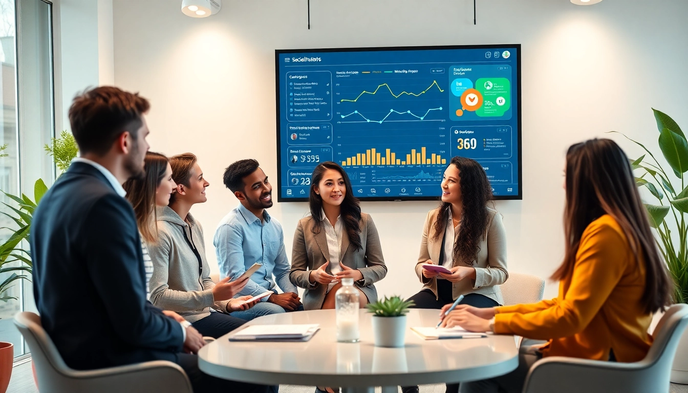 Boost your brand with an engaging Edmonton social media marketing strategy in a vibrant office setting.