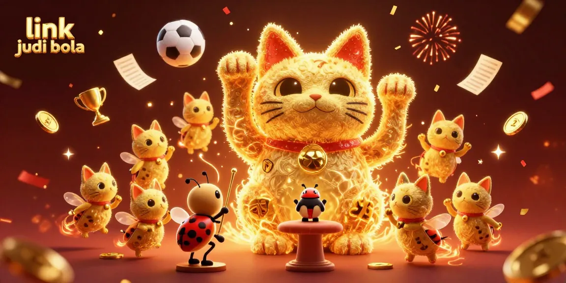 Experience link judi bola with a vibrant dynamic illustration of sports betting symbols and lucky elements.