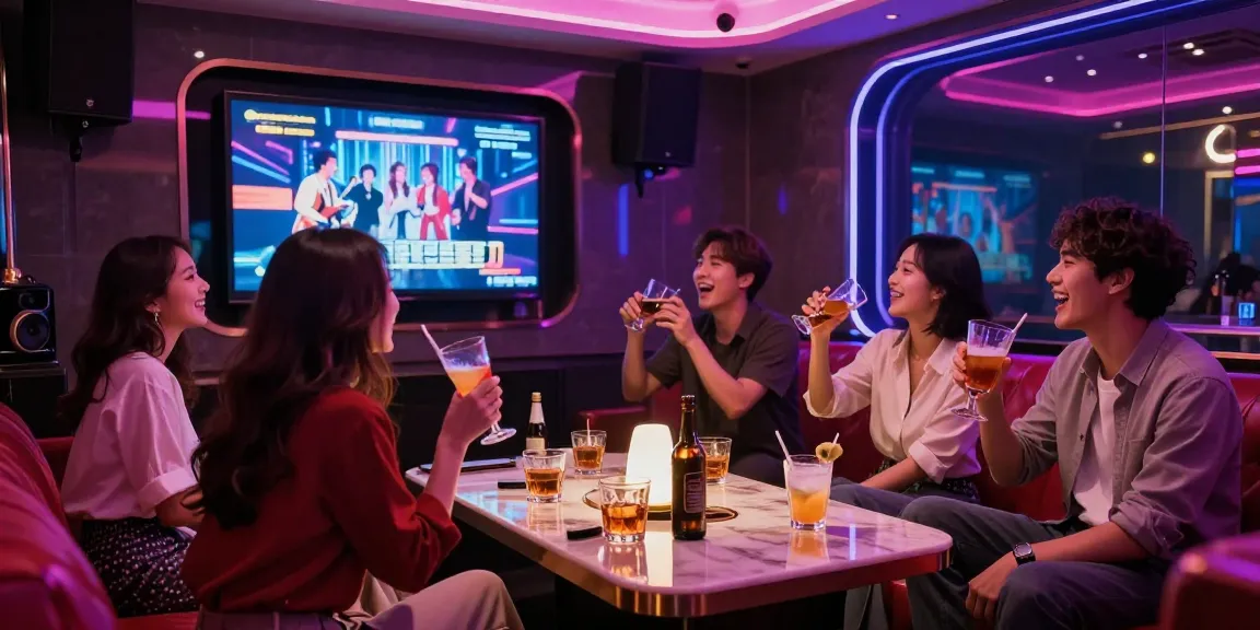 강남가라오케에서 친구들과 함께 즐기는 화려한 노래방 파티 모습