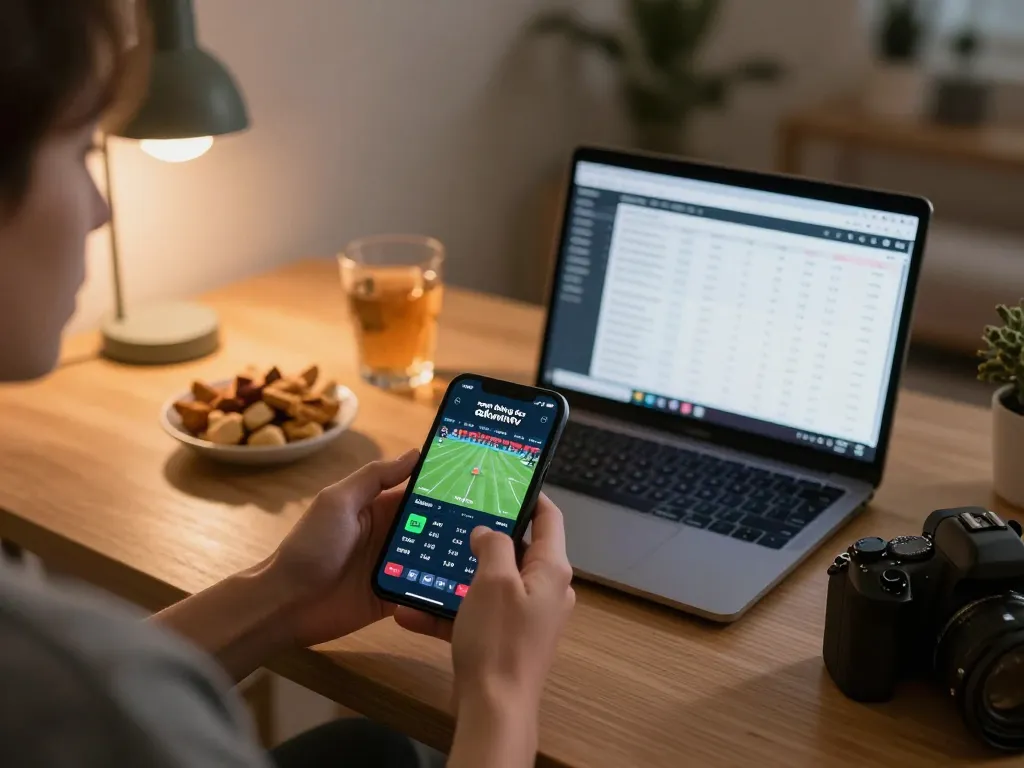 xem bóng đá okwintv on a smartphone during an engaging home sports betting session