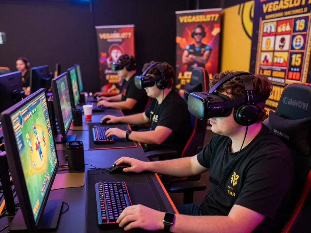 VEGASSLOT77 online gaming scene with players engaged in a live tournament.