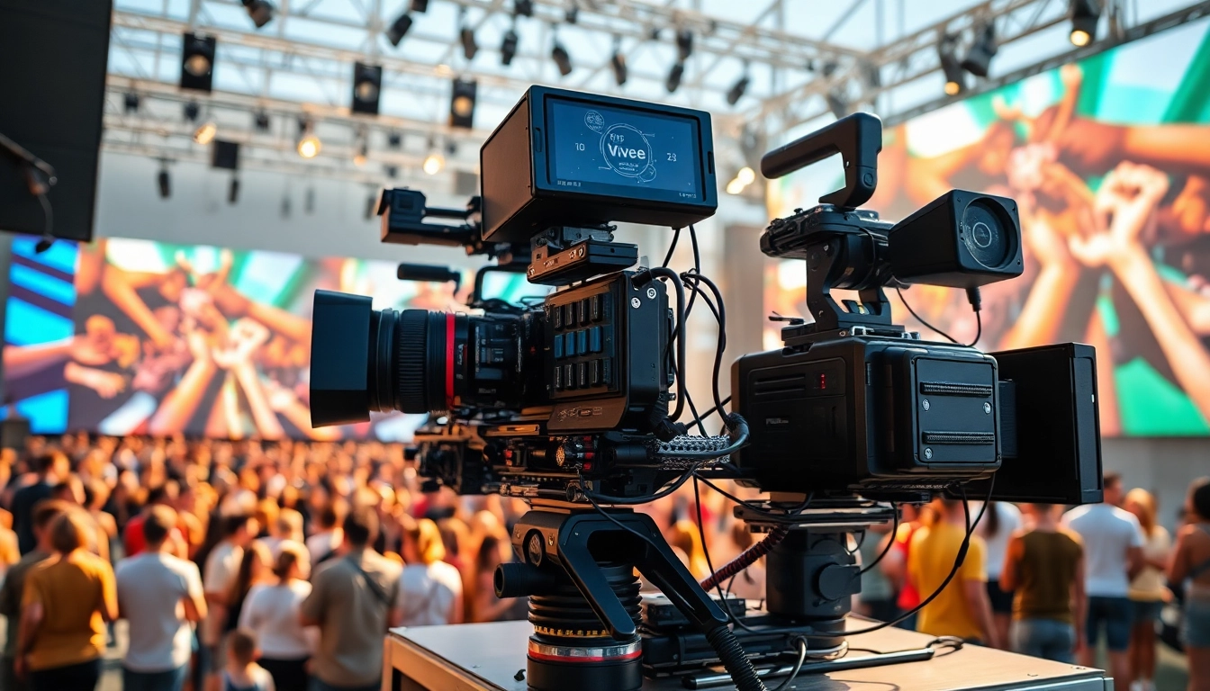 Show mobile production services in action at an outdoor event, featuring dynamic videography equipment.
