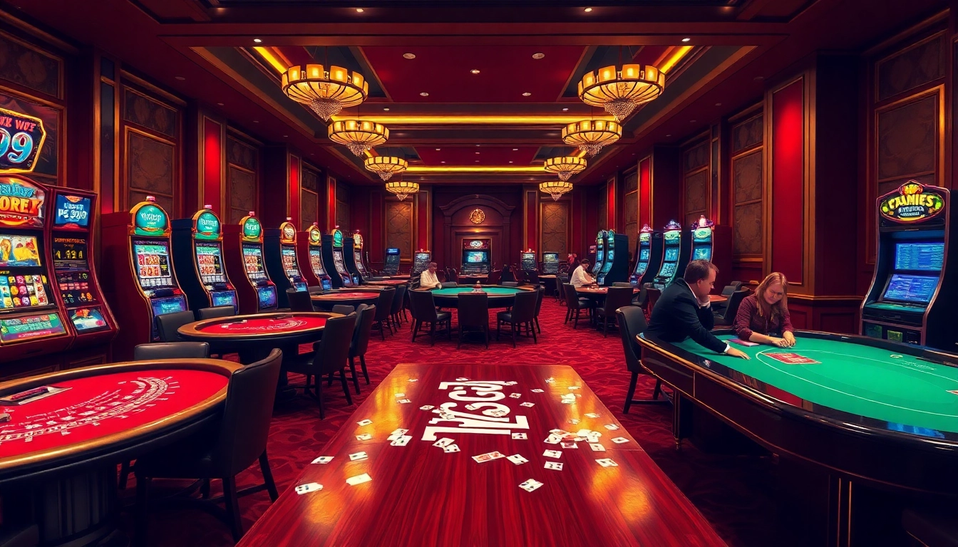 Experience thrilling gameplay at PS99 with vibrant casino tables and slot machines.