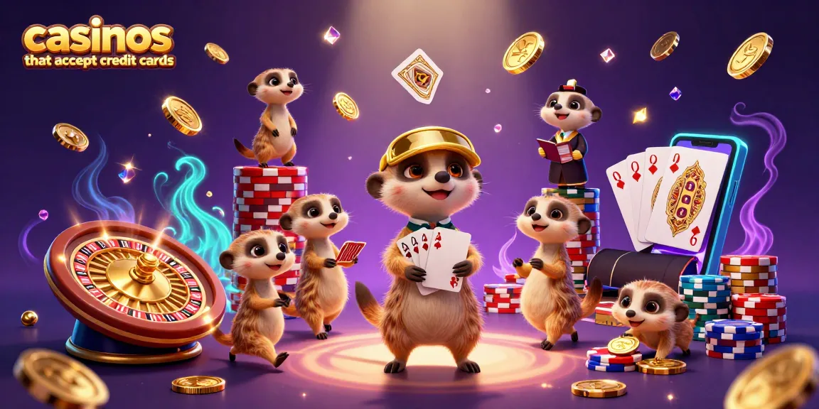 Experience gameplay at casinos that accept credit cards with vibrant meerkat characters in a dynamic casino scene.