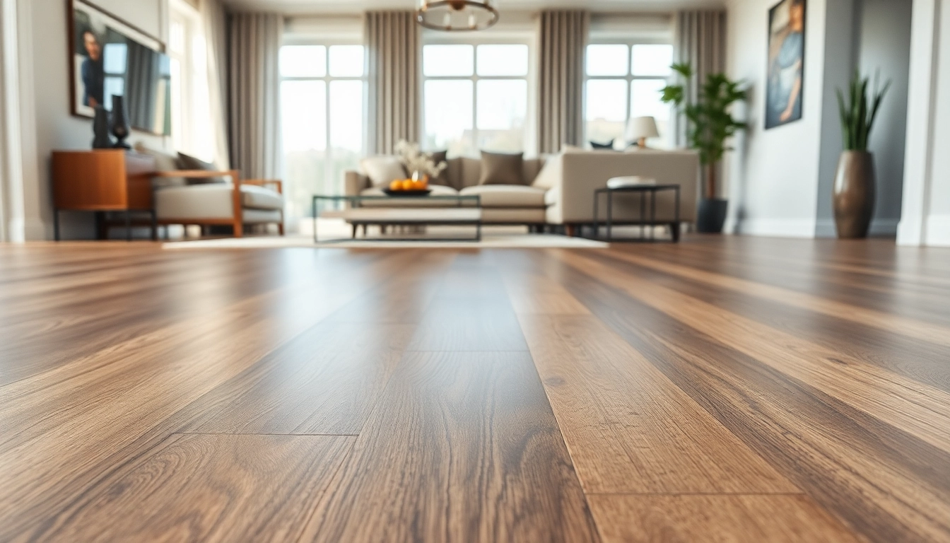 Install high-quality vinyl flooring showcasing elegant patterns in a chic modern living space.