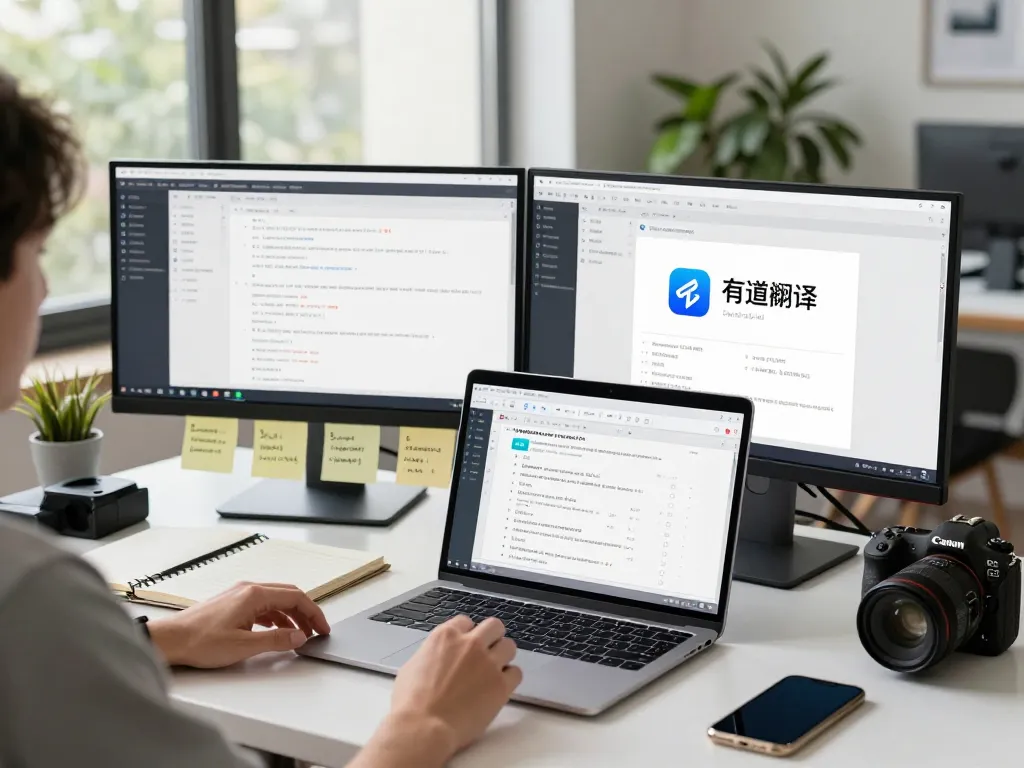 动态翻译工作区，展示有道翻译工具和技术以实现有效沟通