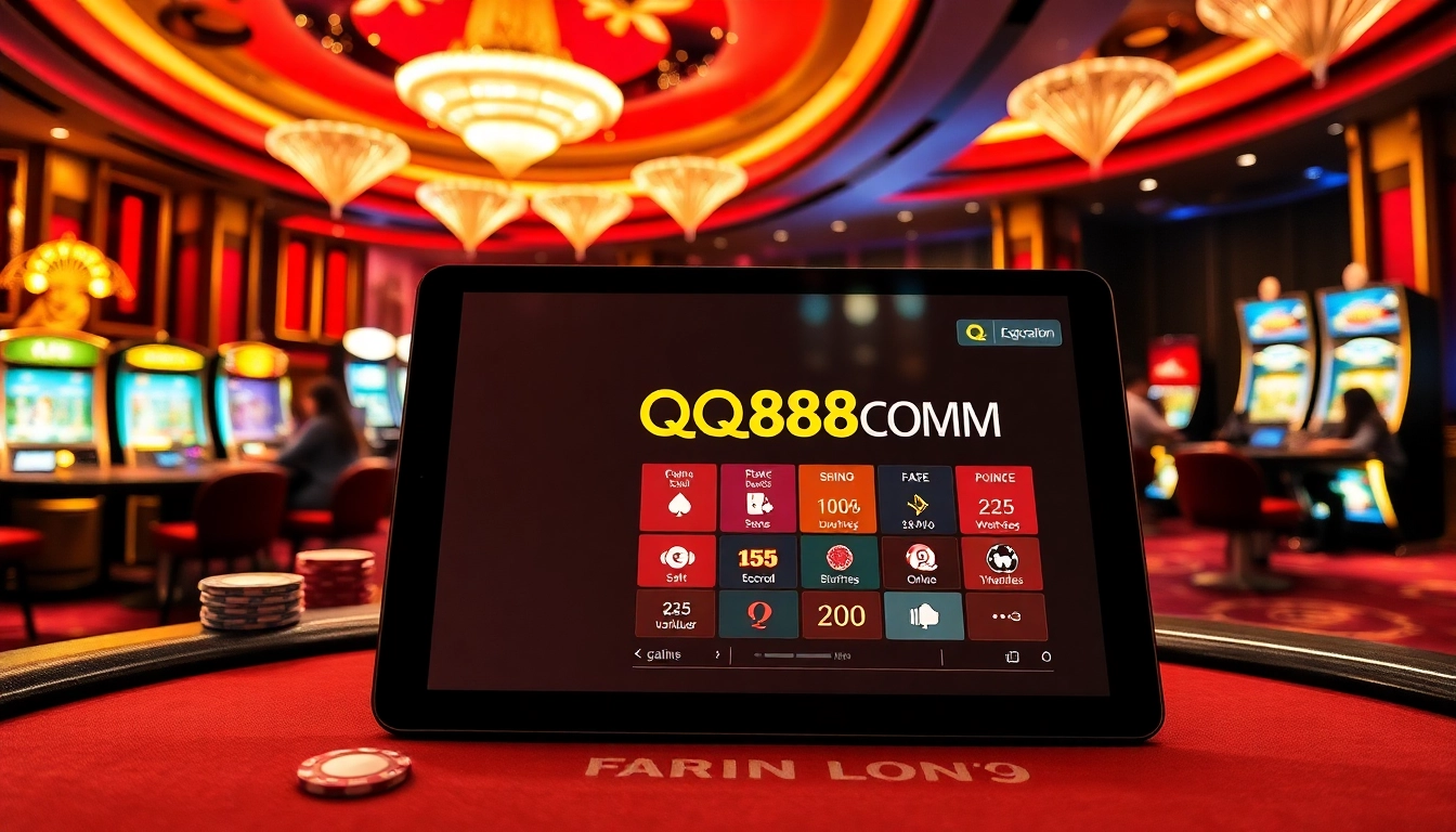 Players enjoying the thrilling atmosphere of QQ88COM casino games with chips and roulette.