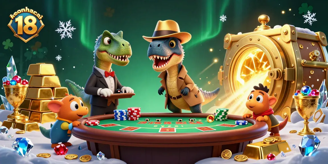 Engage with thrilling keonhacai 18 gameplay in a vibrant 3D casino scene featuring unique characters.
