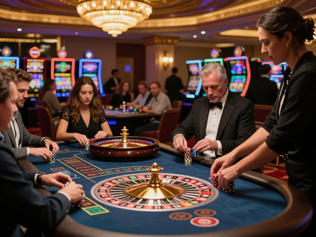 Engaged players at a casino roulette table, strategizing for better odds while enjoying the thrill of giường bệnh nhân gaming