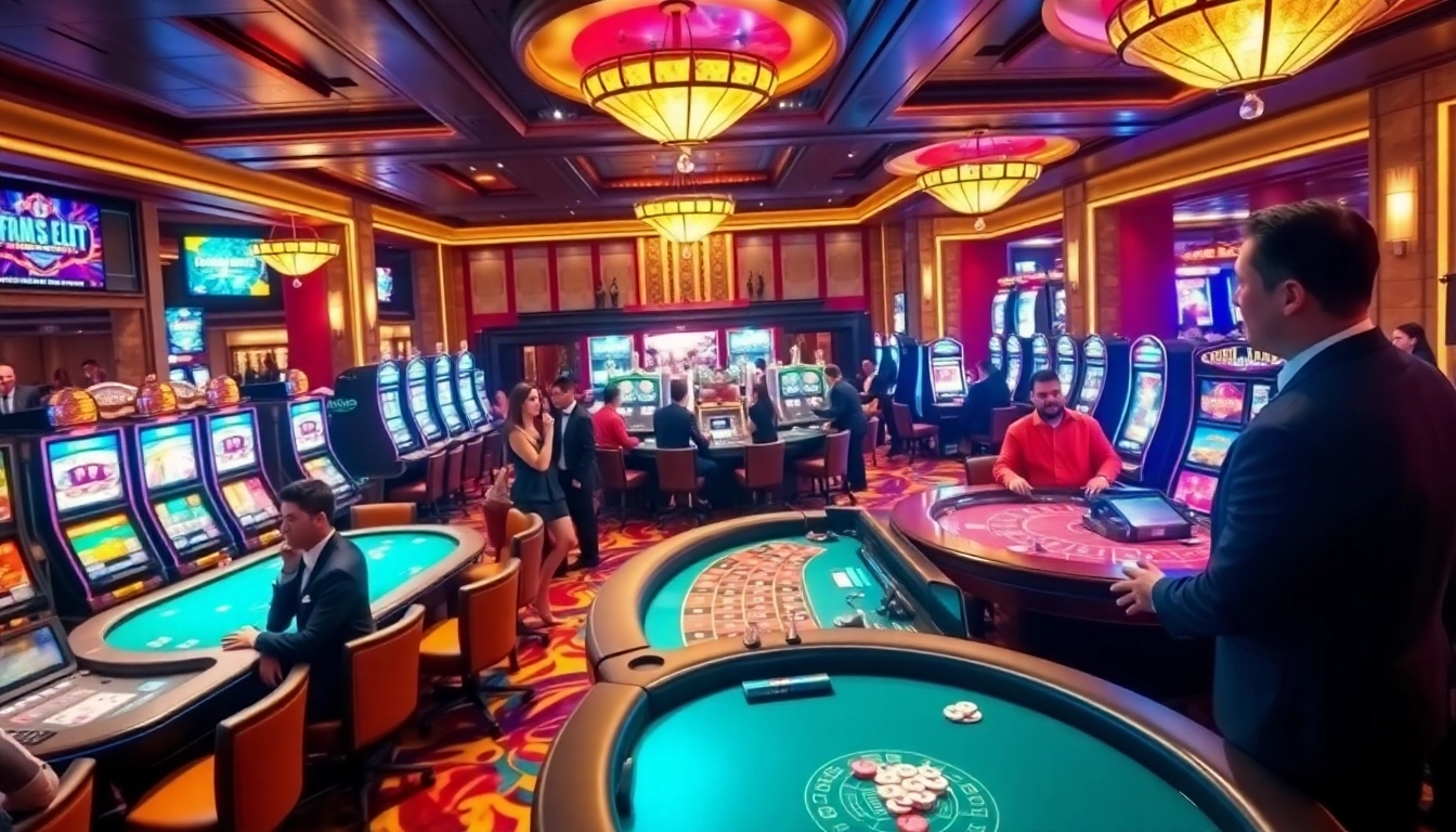 Experience the excitement of gaming at Thabet com with vibrant casino tables and engaging players.