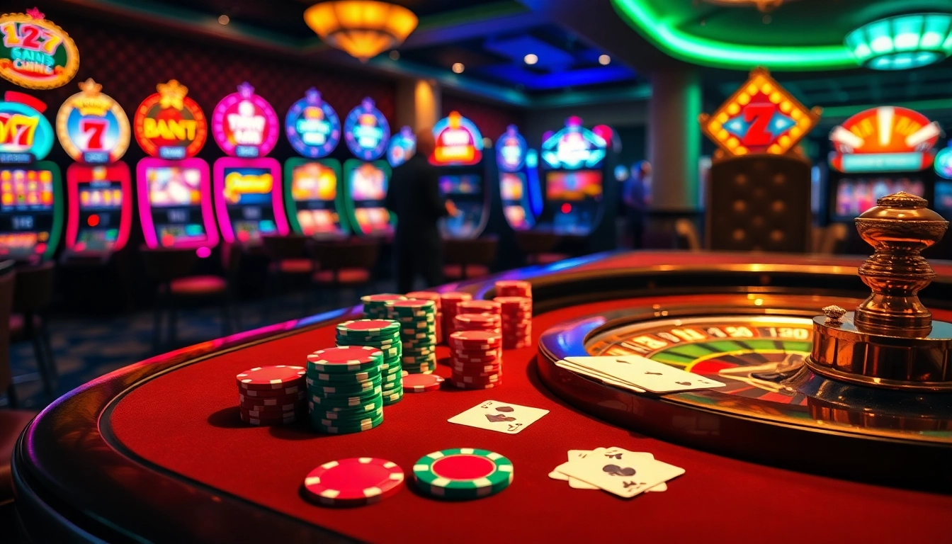 Engaging gameplay scene at LC 88 casino with poker chips and roulette wheel.