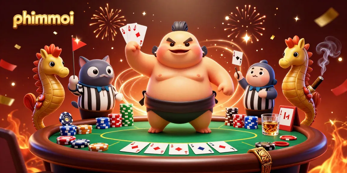Experience thrilling phimmoi casino action with fugu and friends amid poker excitement in a vibrant underwater scene