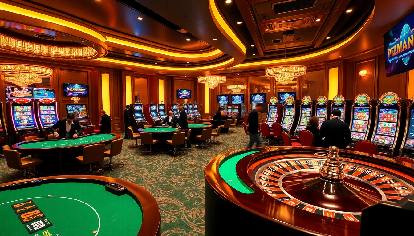 Expérience de jeu passionnante dans un casino en ligne avec des machines à sous vibrantes et des tables de cartes palpitantes.