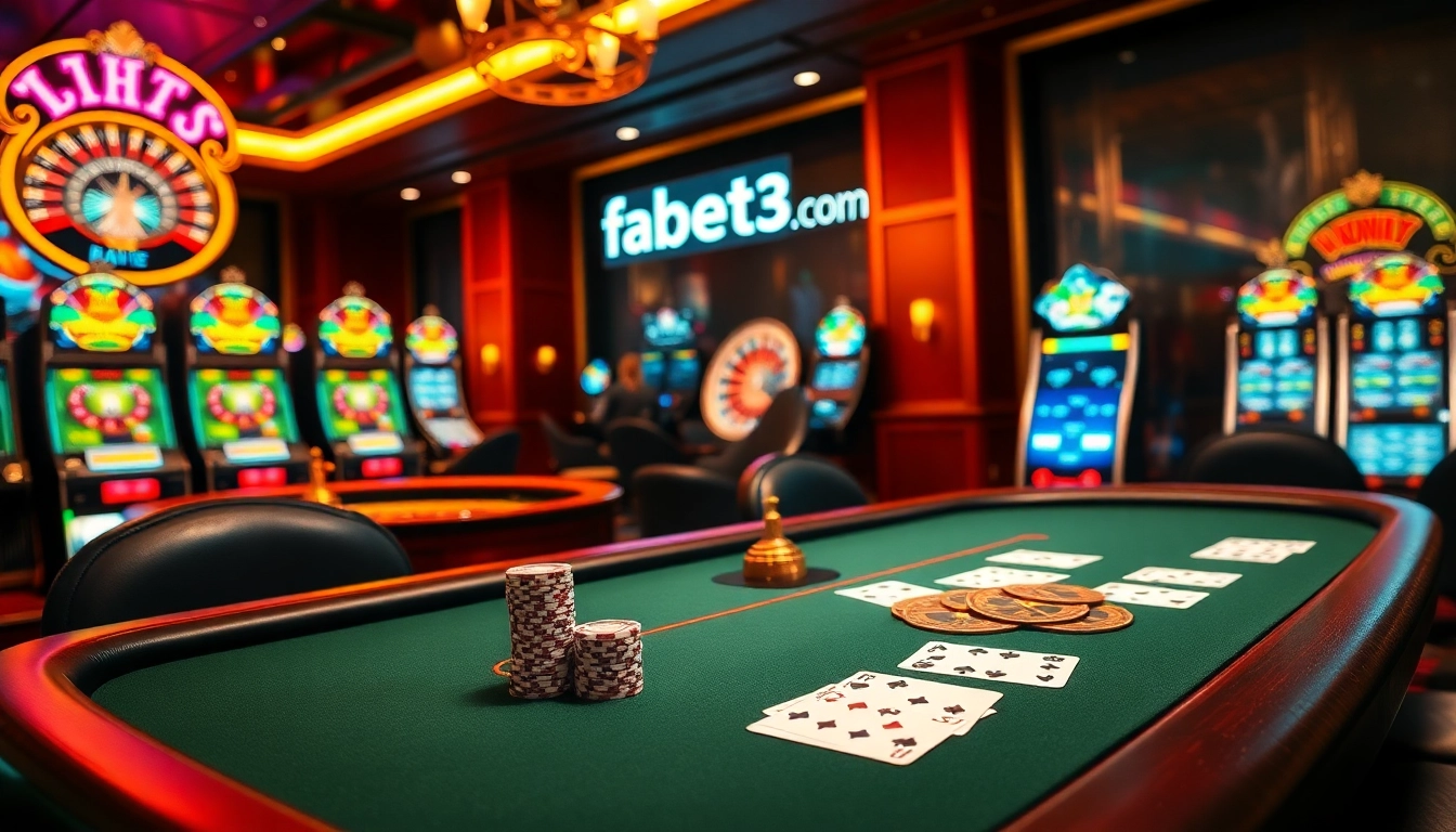 Experience the excitement of fabet3.com with vibrant casino elements that capture the essence of high-stakes gambling.