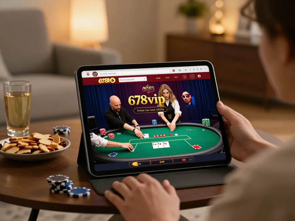 Play poker online at 678vip while enjoying a cozy home atmosphere with snacks.