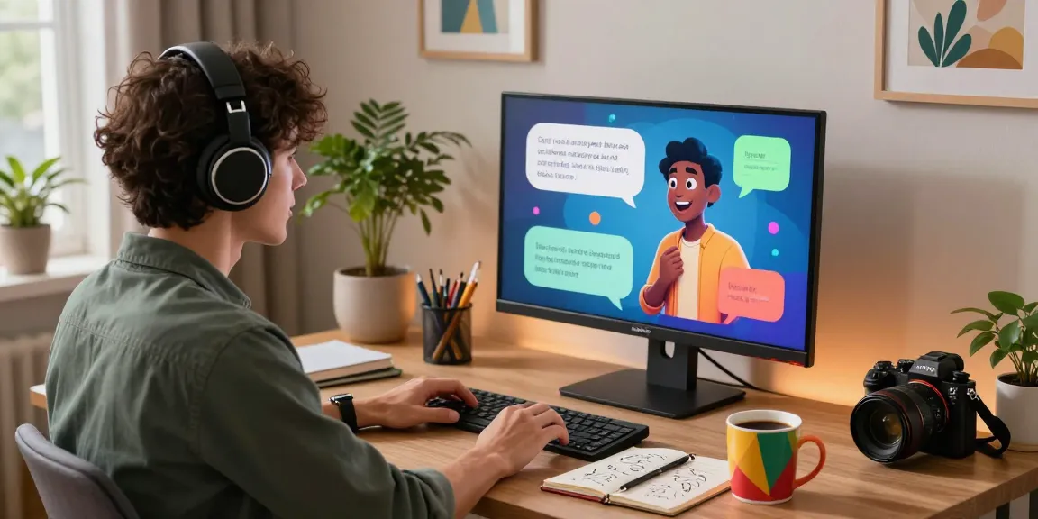 Engaging character AI nsfw conversation in a lively home office scene.