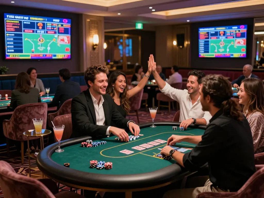 Exciting gaming scene at https://bong99.pro/ with players, dealers, and casino ambiance.