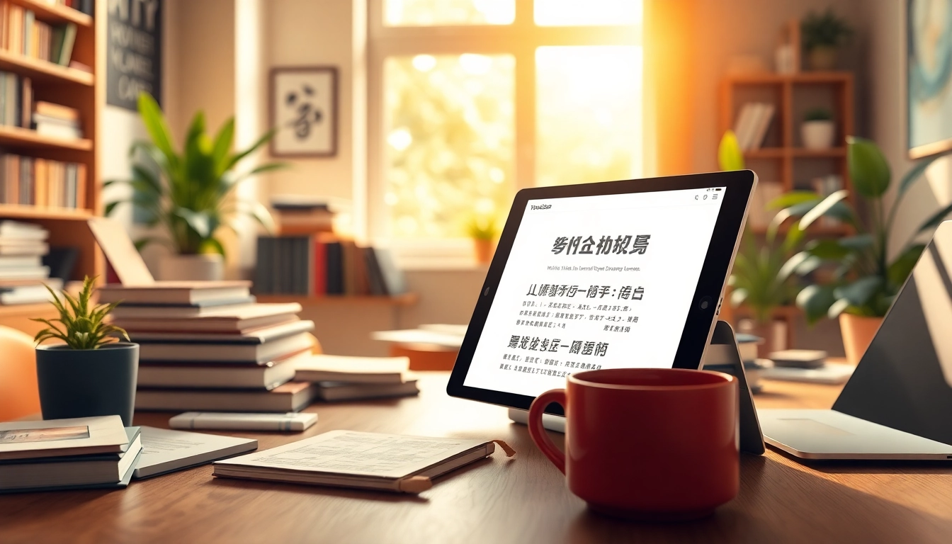 Youdao Dictionary interface on a tablet in a modern study setting, showcasing digital learning.