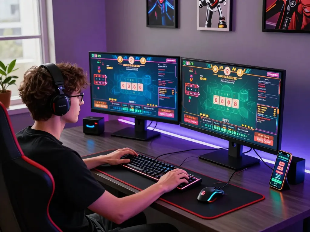 Engaging online baccarat gameplay scene showcasing a modern gaming setup.