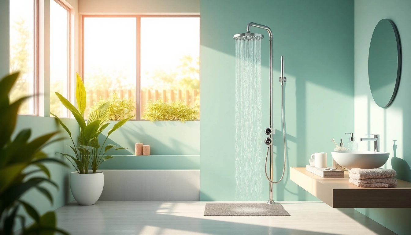 Revitalizing sunny shower USA in a modern bathroom setting, radiating comfort and style.