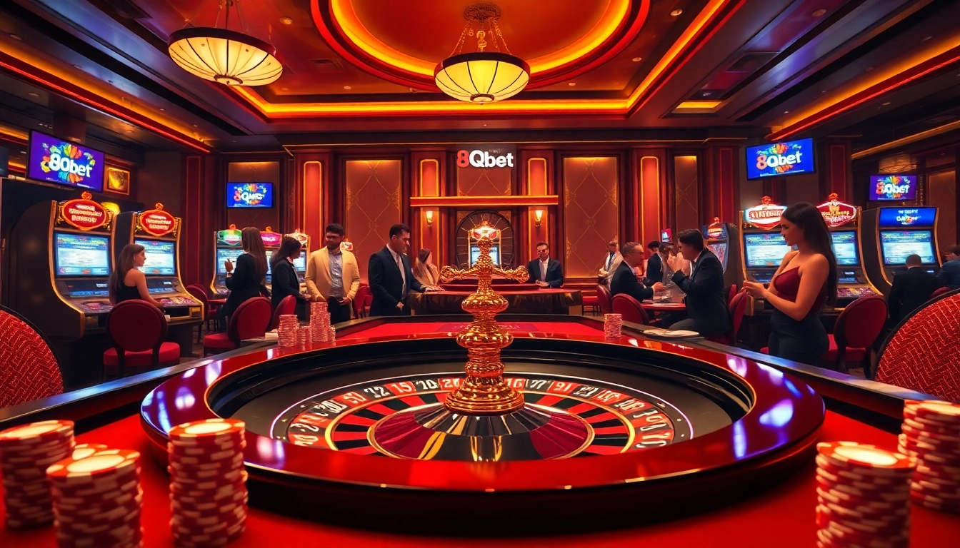Experience the thrill of winning at 8qbet's luxurious casino with vibrant games and professional atmosphere.