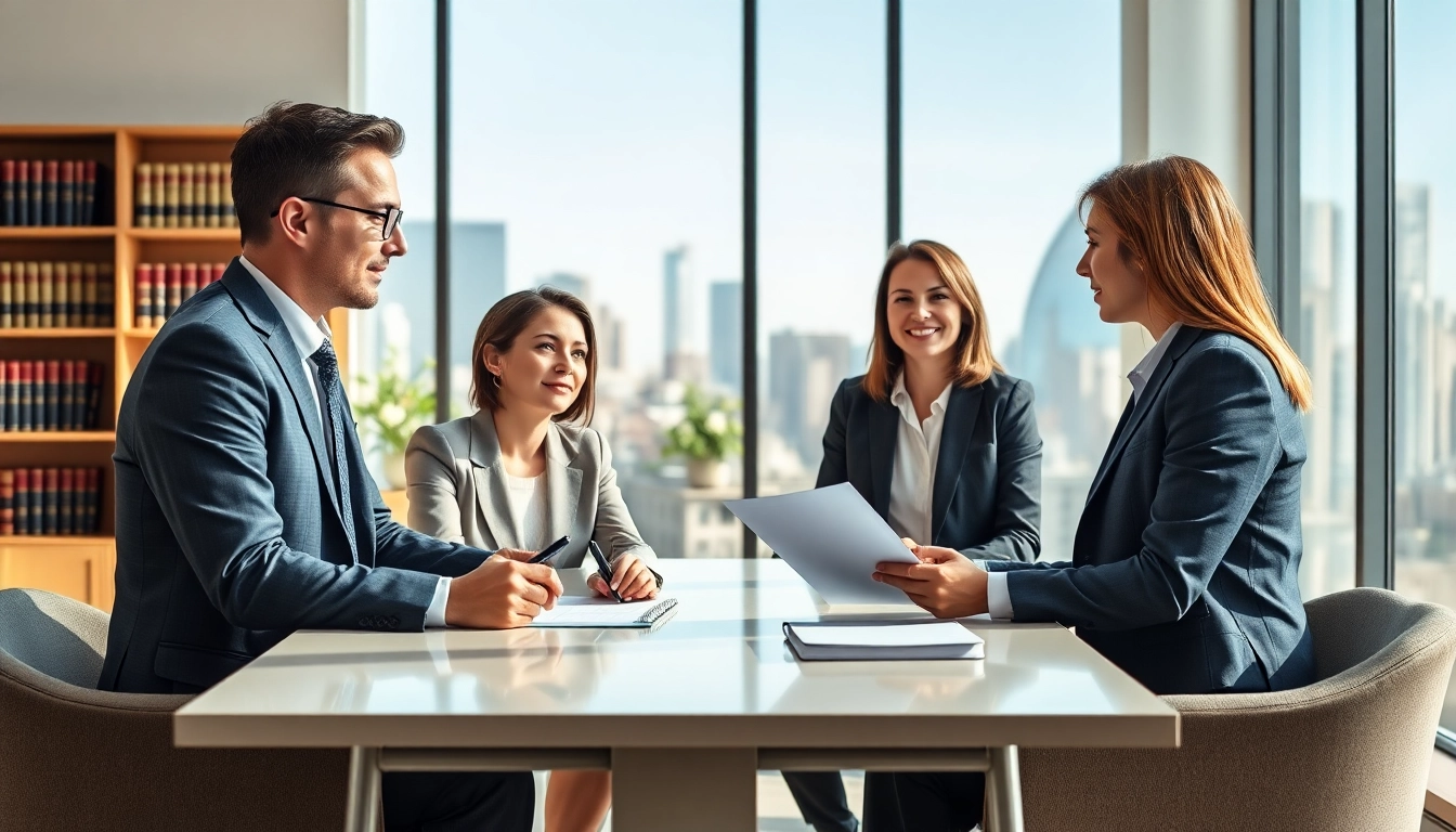 Discussing Family Law Financial Agreements with a lawyer in a modern office setting.