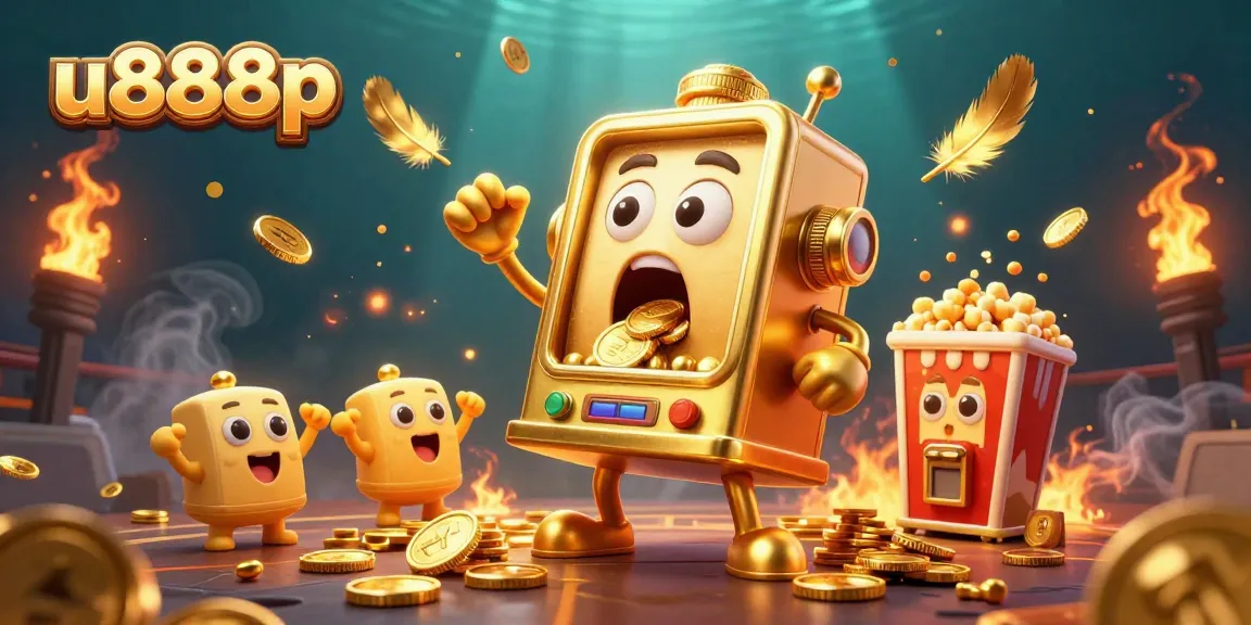 Experience the excitement of u888p as golden slot machines celebrate massive jackpots amidst thrilling casino visuals.