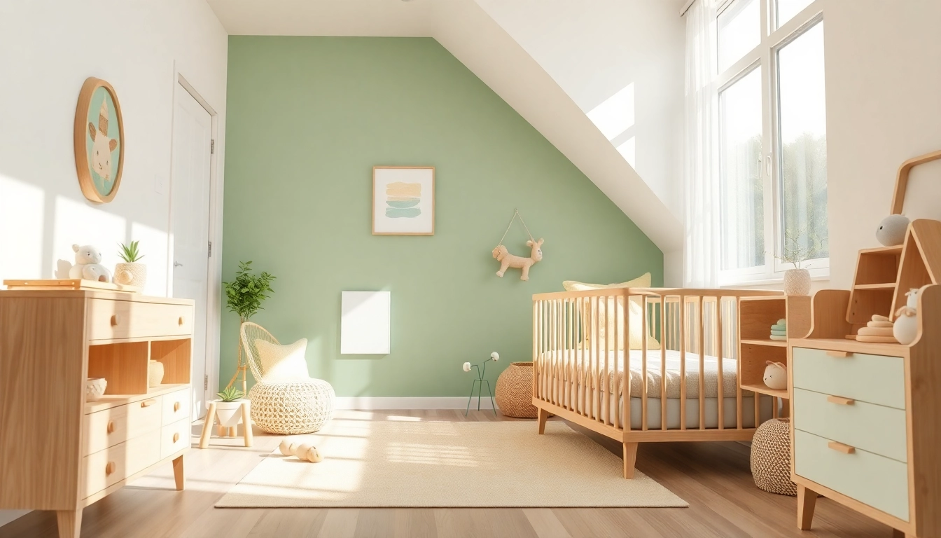 Inviting nursery scene featuring MMOO wooden toys and cozy baby furniture.