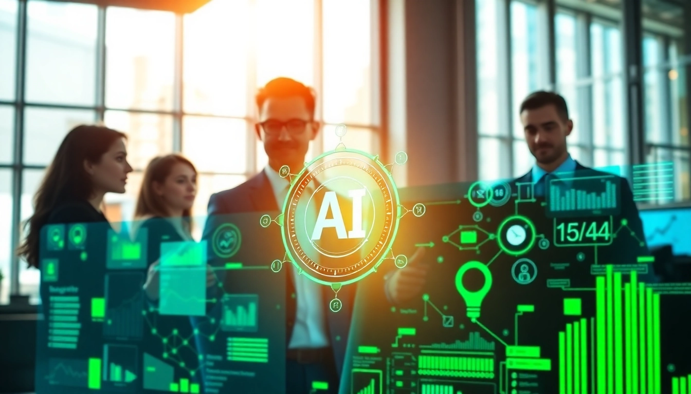Engage with an enterprise ai assistant enhancing team collaboration in a modern office.