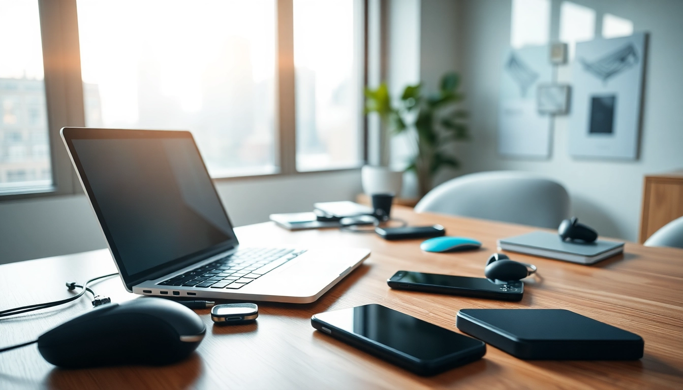 Engaging technology workspace showcasing various devices in a modern setup