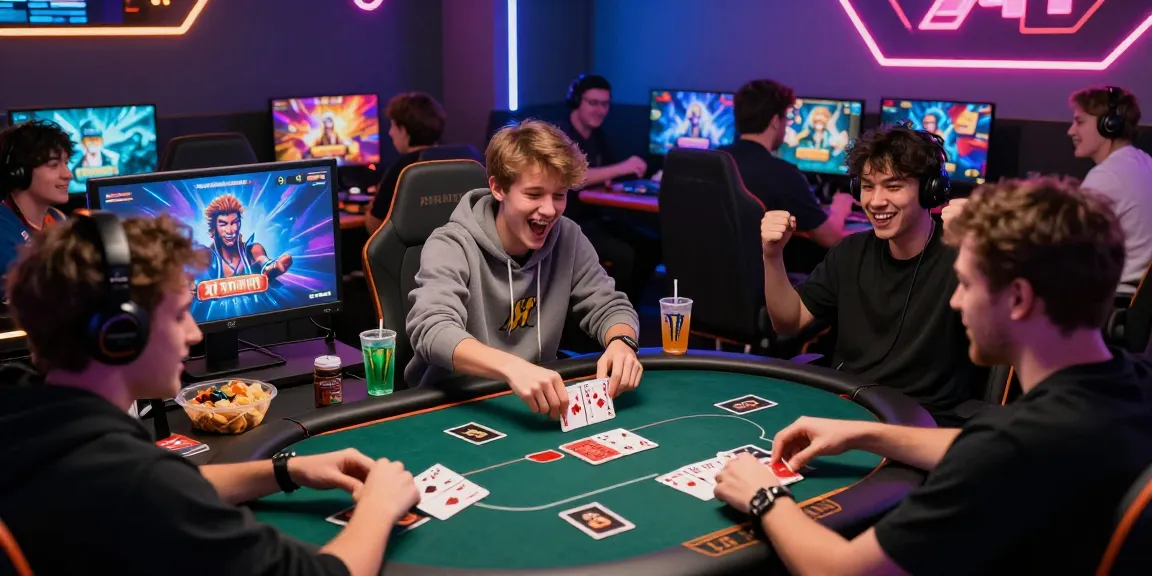 Exciting gaming scene with players enjoying game bài đổi thưởng uy tín at a lively card table.
