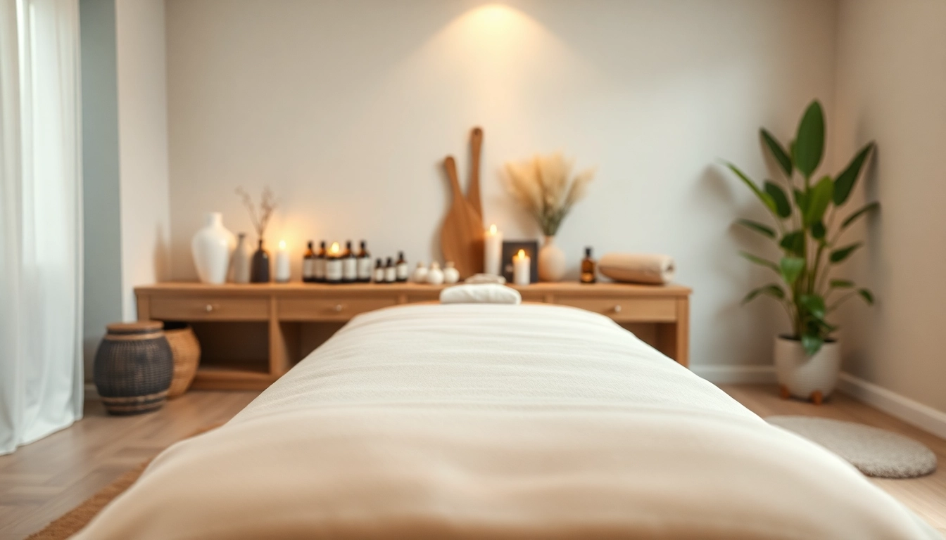 출장안마 services in a tranquil spa setting with soothing ambiance, natural elements, and stylish decor.